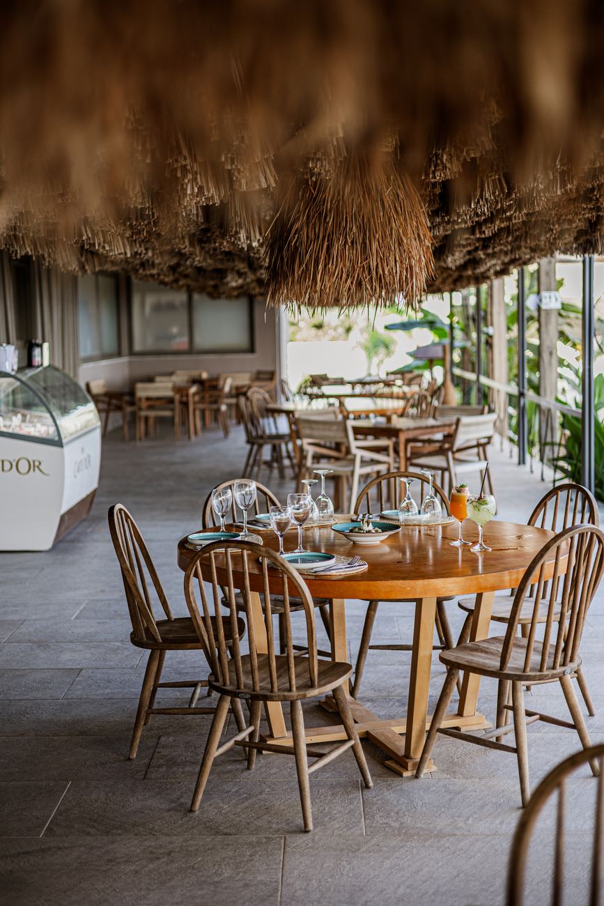 Covered dining area at Alaya